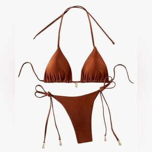 RoseSeeek Women's 2 Piece Swimsuit Halter Triangle Ruched High Cut Bathing E10